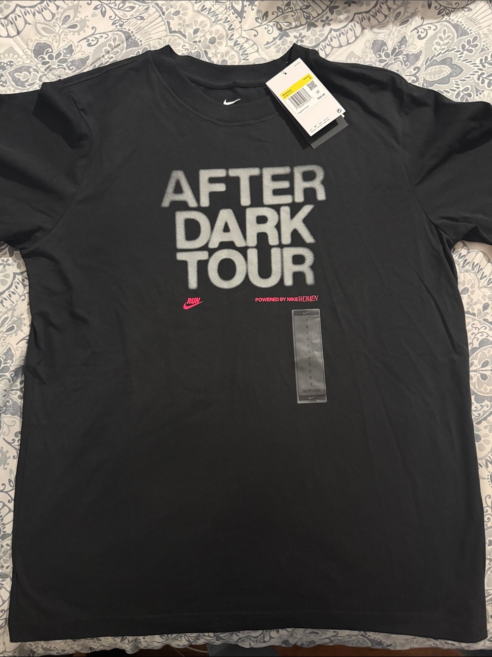 Nike Black 'After Dark Tour' Short Sleeve Tee with Pink Accents
